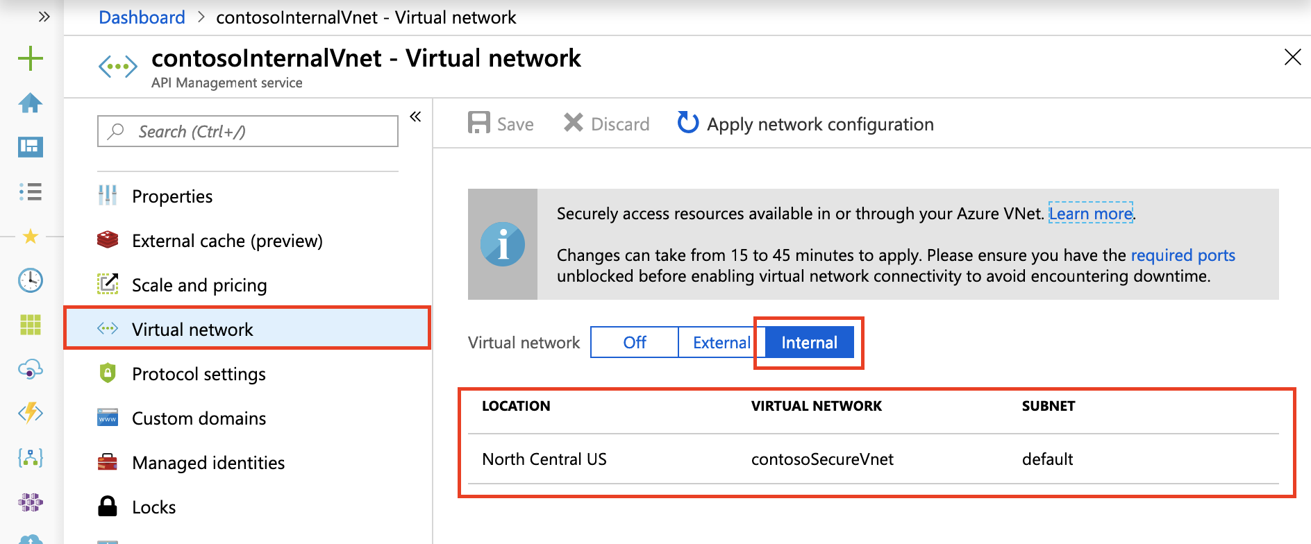 Menyiapkan VNet internal di portal Microsoft Azure