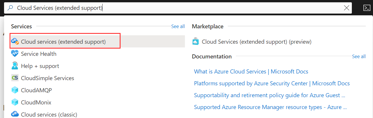 Gambar memperlihatkan bilah semua sumber daya di portal Microsoft Azure.