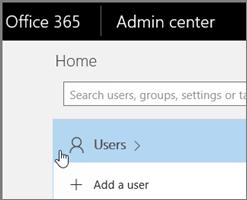 Image of Users UI in Microsoft 365 admin center.
