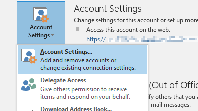Screenshot that shows the Account Settings tab selected.