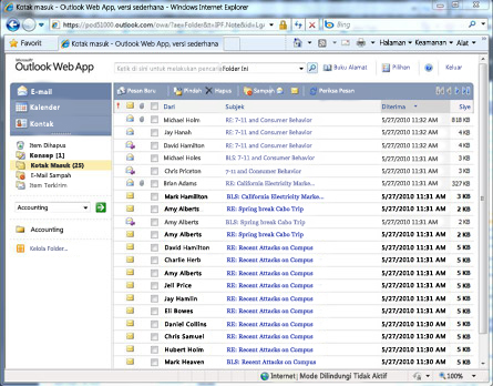 Outlook Web App versi sederhana