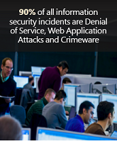 90% of all information security incidents are Denial of Service, Web Application Attacks and Crimeware