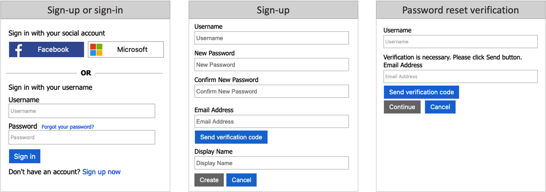 Username sign-up or sign-in experience
