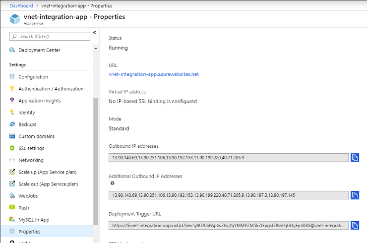 Cuplikan layar yang memperlihatkan properti aplikasi.