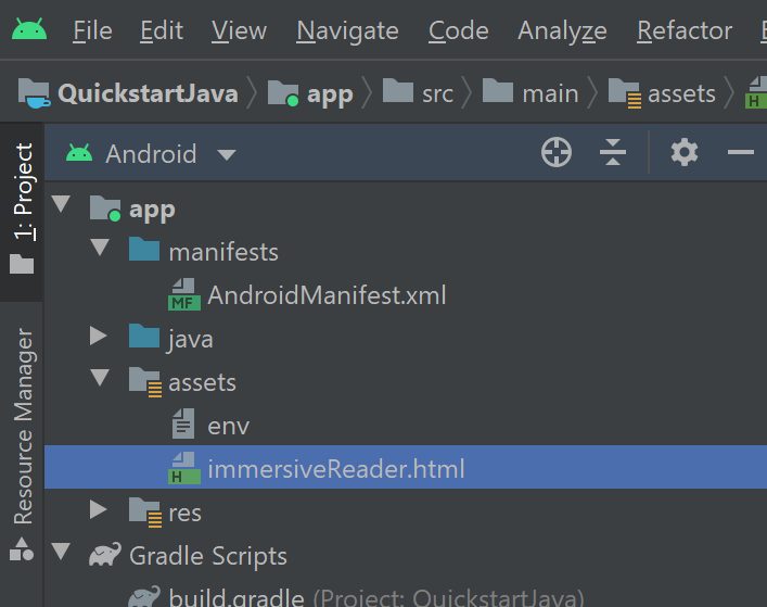 Lokasi aset HTML - Android