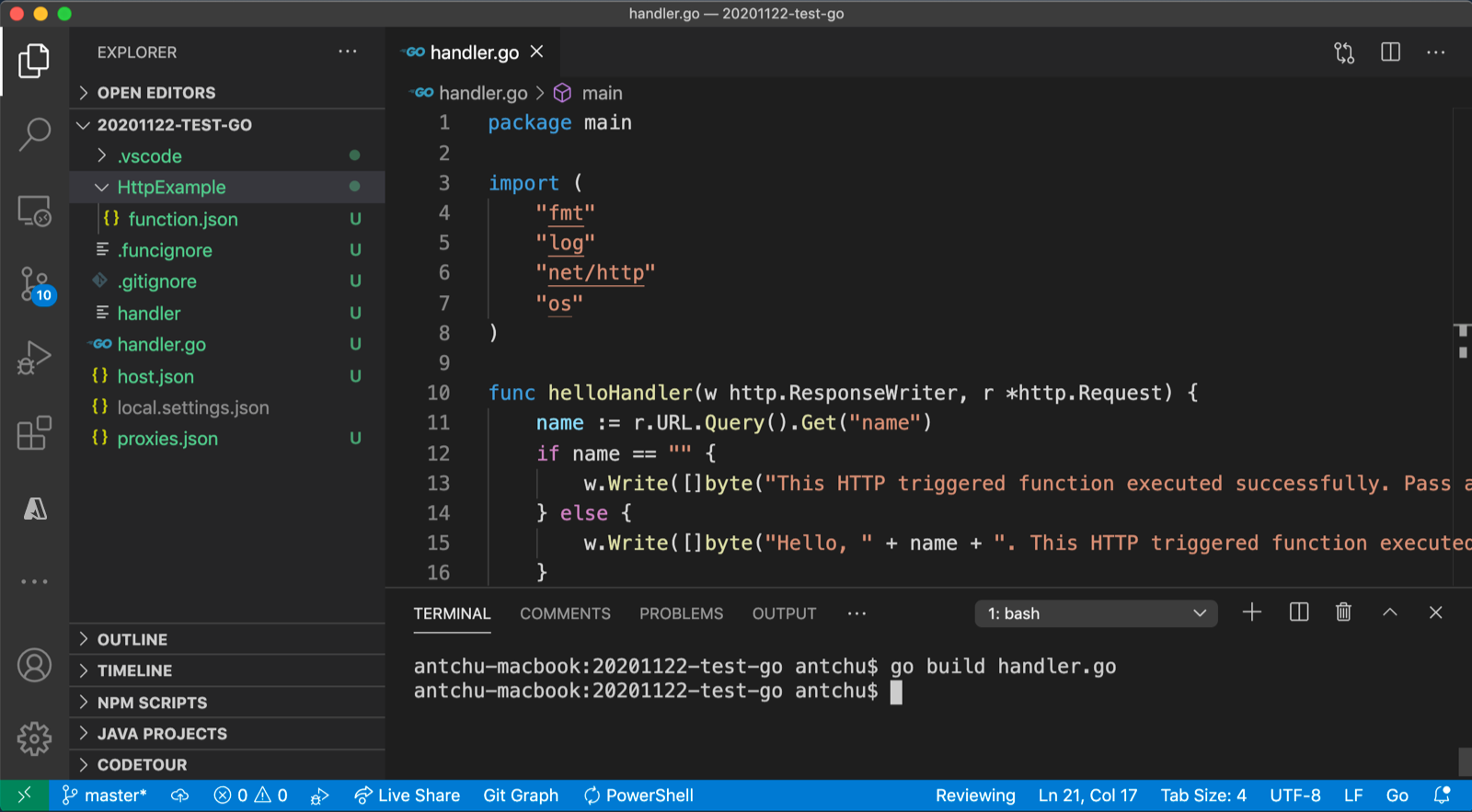 Visual Studio Code - Membuat pengelola kustom Go