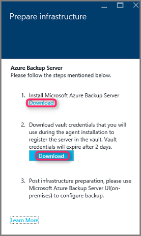 Prepare infrastructure for Azure Backup Server
