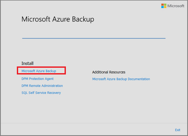 Microsoft Azure Backup Setup Wizard