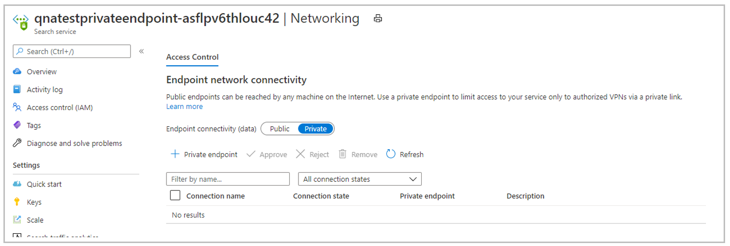 Managed Azure search networking