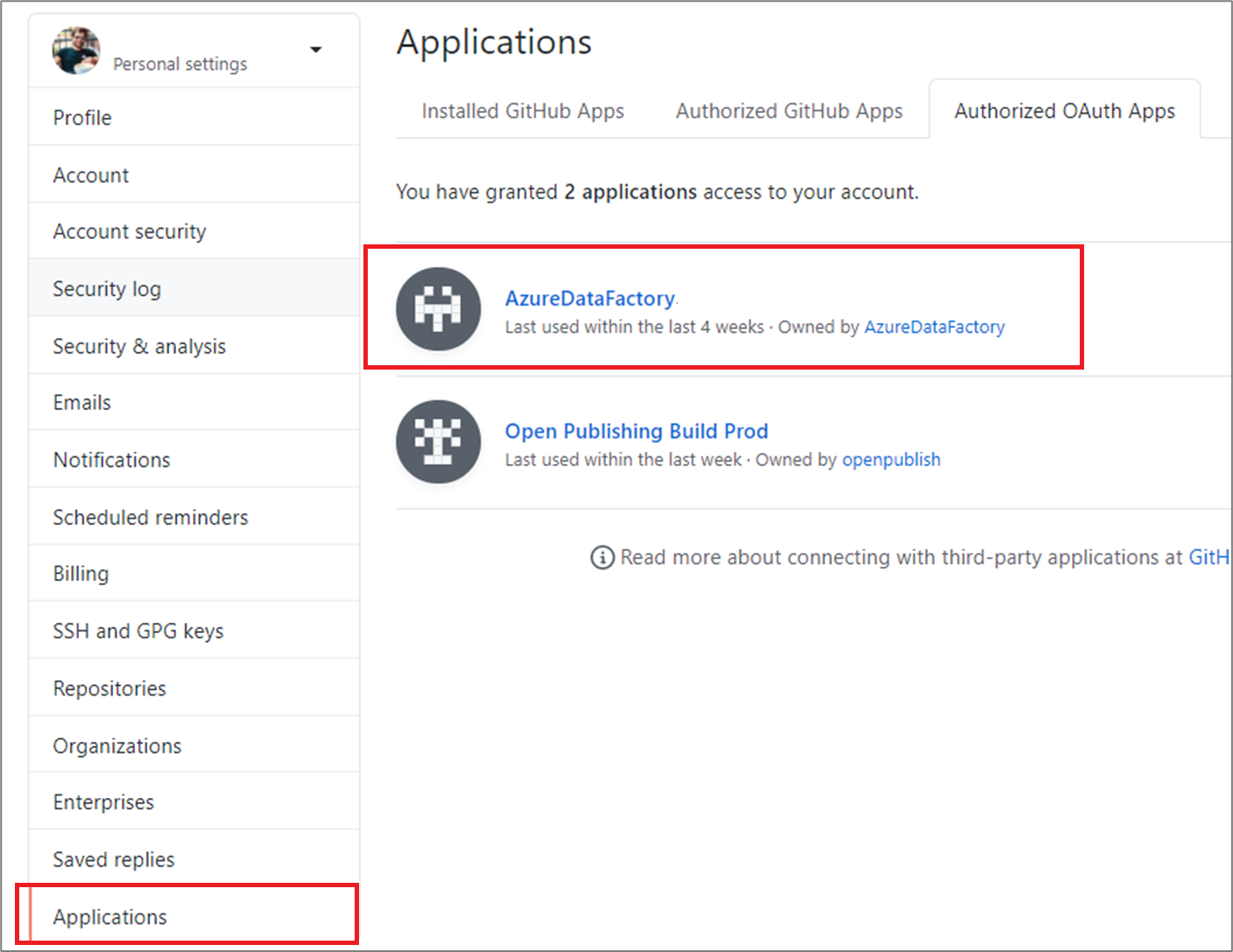 Select OAuth apps