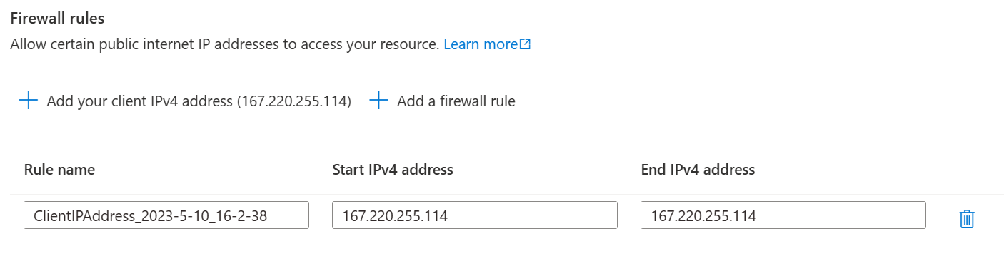 Cuplikan layar aturan firewall - izinkan akses klien.