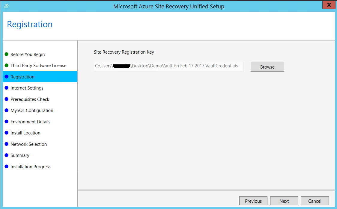Screenshot of the Registration screen in Unified Setup.