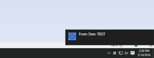 Cuplikan layar desktop Windows yang menampilkan pesan UJI.