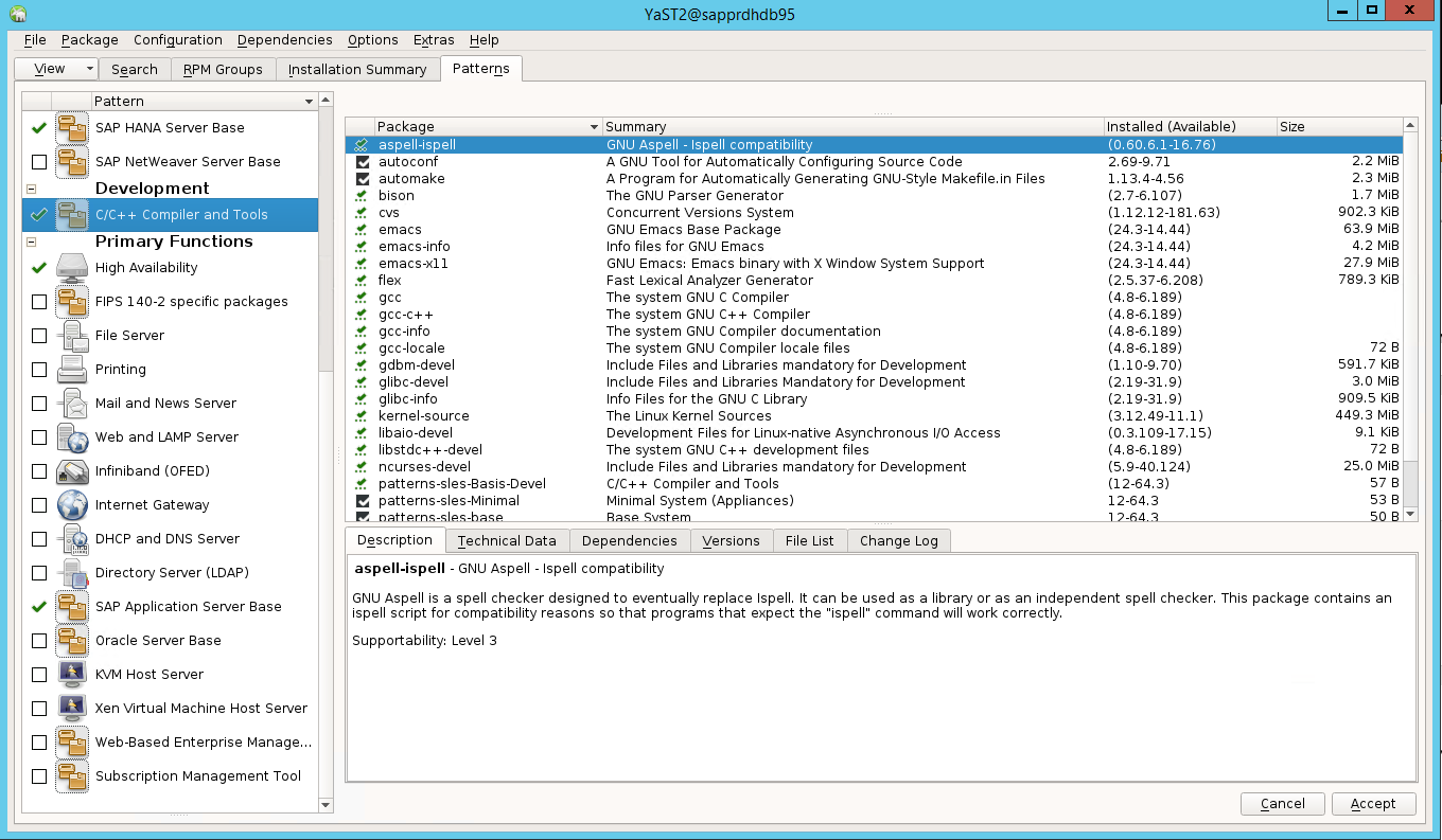 Cuplikan layar yang menampilkan pemilihan pola kedua di item untuk pengompilasi dan alat.