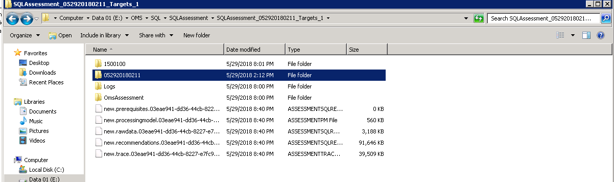 Folder penilaian menampilkan ukuran file.