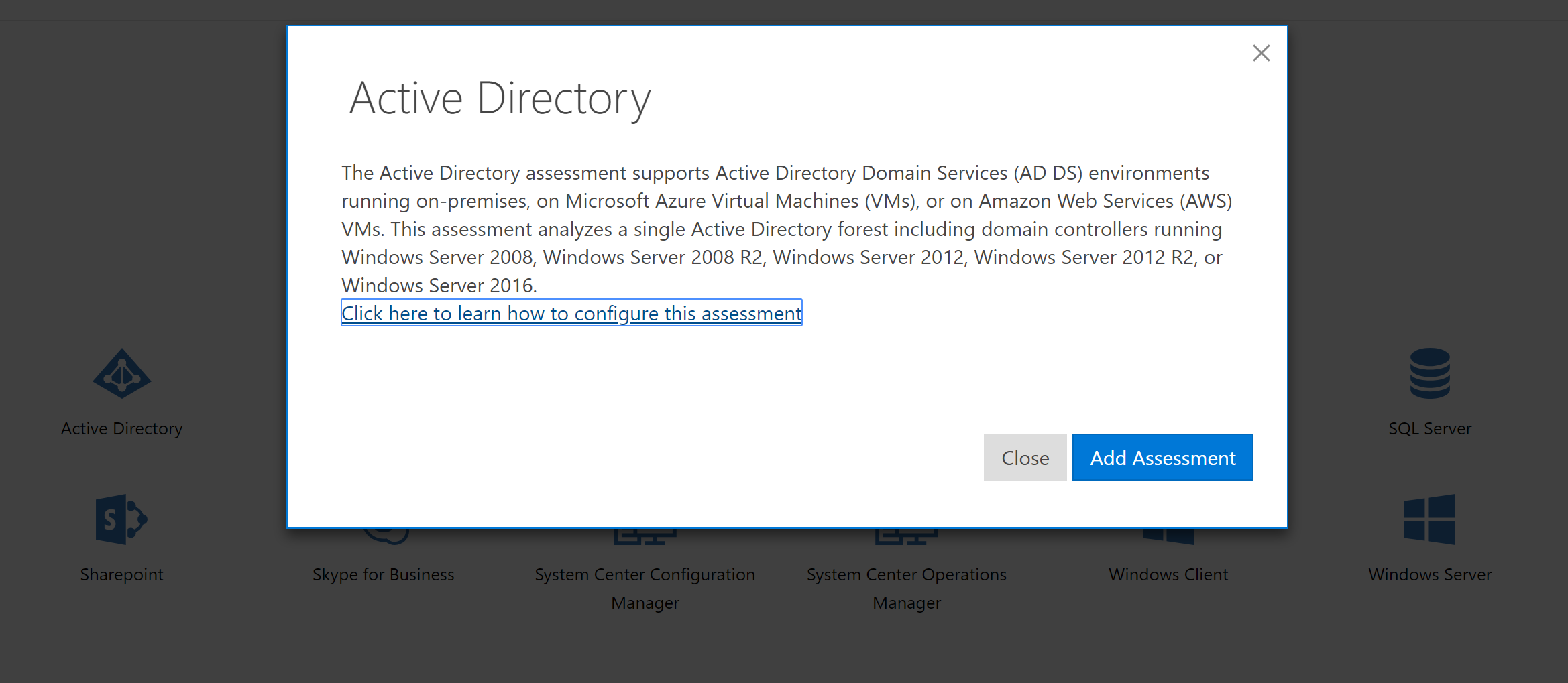 Deskripsi Penilaian Direktori Aktif untuk mendukung Lingkungan layanan ID Entra.