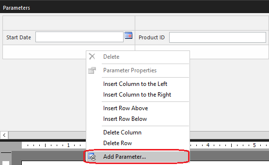 Menambahkan parameter baru dari panel parameter