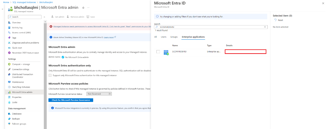 Cuplikan layar informasi MSI untuk Microsoft Entra.