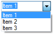 cuplikan layar kotak kombo sederhana dengan tiga item drop-down