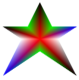 ilustrasi memperlihatkan star lima titik yang diisi dari merah di tengah ke berbagai warna di setiap titik star