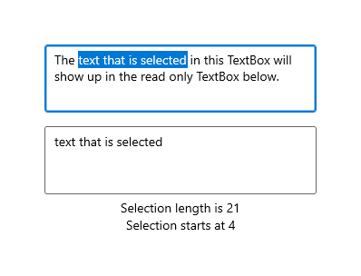 Teks yang dipilih dalam kotak teks