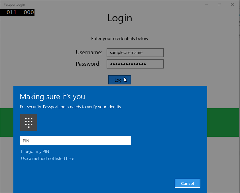 Windows Hello login screen