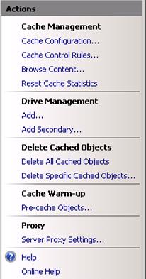 Screenshot that shows the the Delete All Cached Objects option in the Actions pane.