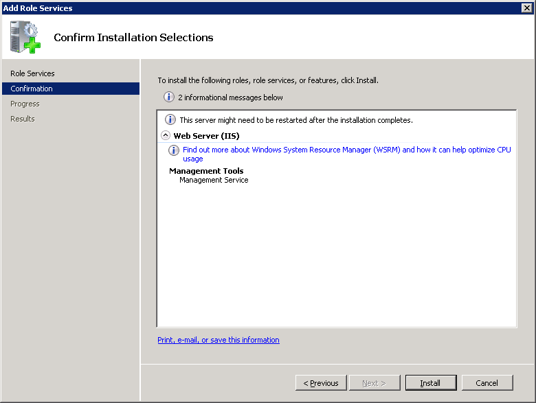 Screenshot of the Confirm Installation Selections screen with a focus on the Install option.