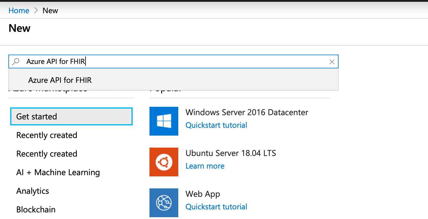 Search for Azure Health Data Services