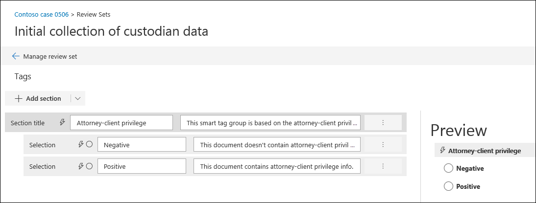Gruppo di smart tag attorney-client privilege.