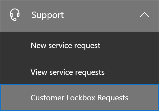 Fare clic su Supporto, quindi su Richieste customer lockbox.