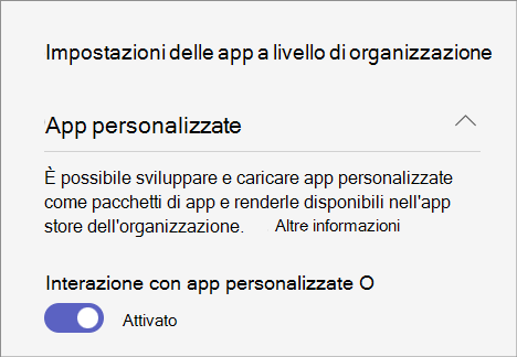 Screenshot che mostra le impostazioni app personalizzate a livello di organizzazione.