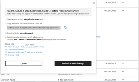 Screenshot that shows the Azure and cloud products page, with view details.