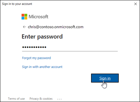 Immettere la password nella finestra Accedi al tuo account.