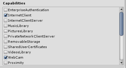 Screenshot che mostra la metà superiore delle opzioni di configurazione delle funzionalità.