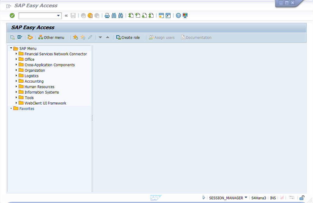 Screenshot della finestra SAP Easy Access.