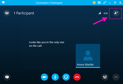 Chiamata in uscita con Skype for Business.