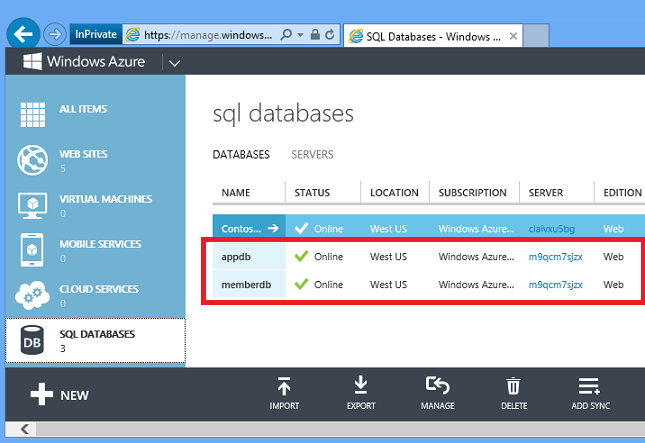 Database SQL nel portale