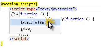 Estrazione JavaScript per il suggerimento di file JavaScript estratto per il