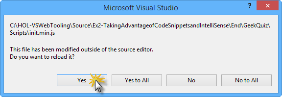 Avviso di Microsoft Visual Studio