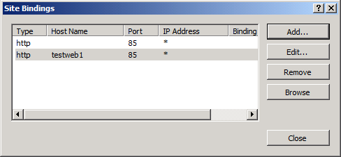 Nella casella Nome host digitare il nome del server Web, ad esempio TESTWEB1, e quindi fare clic su OK.