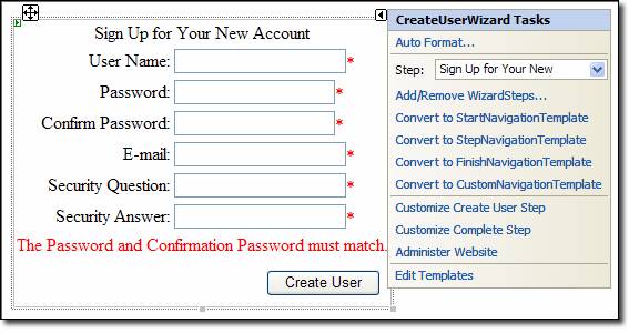 Screenshot che mostra una finestra di dialogo Crea attività creazione guidata utente con un menu a discesa per iscriversi al nuovo account.