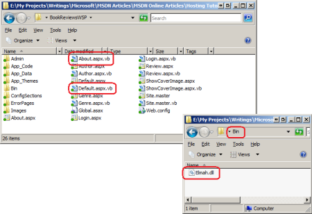 Screenshot che mostra i file s p x e dot a s p x c s nella directory del progetto.