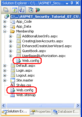L'applicazione dovrebbe ora contenere due file Web.config