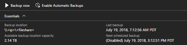 Hub di Azure Stack: verificare che i backup siano stati disabilitati