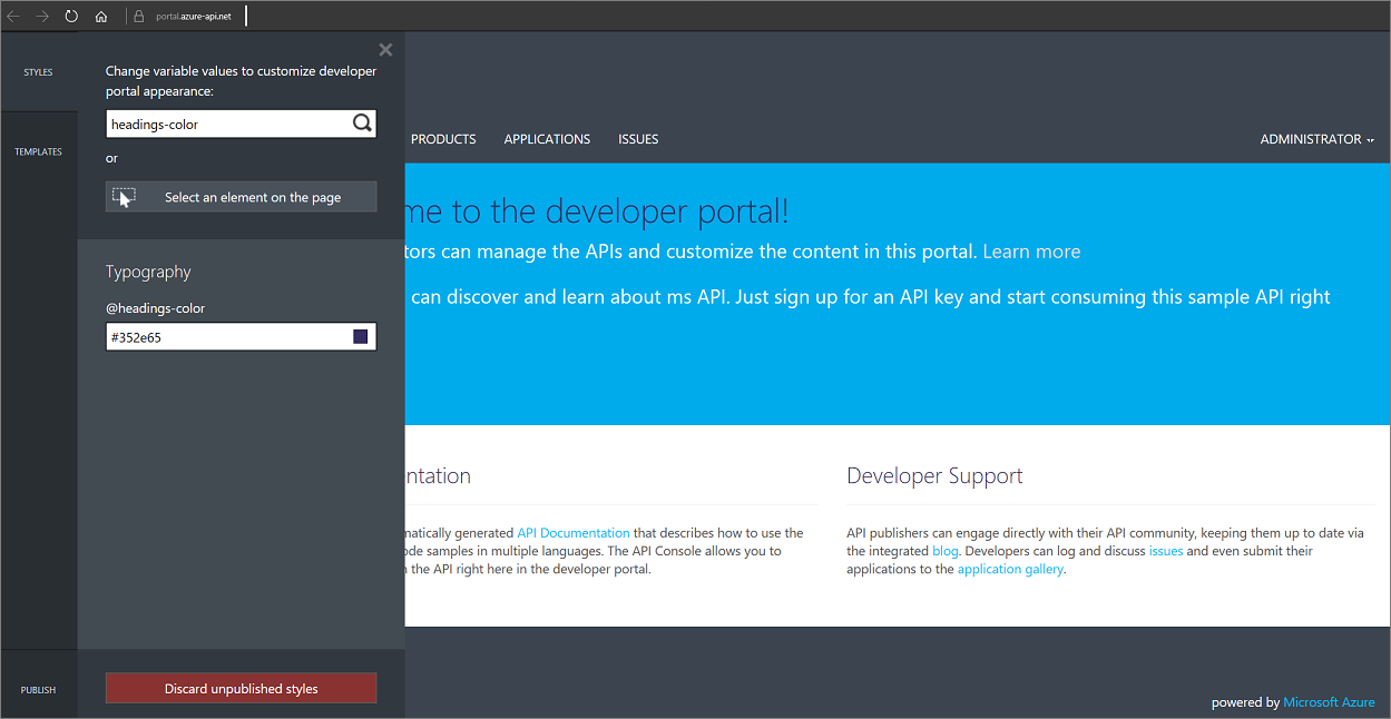 Screenshot che mostra dove è possibile modificare le impostazioni nel portale per sviluppatori legacy.