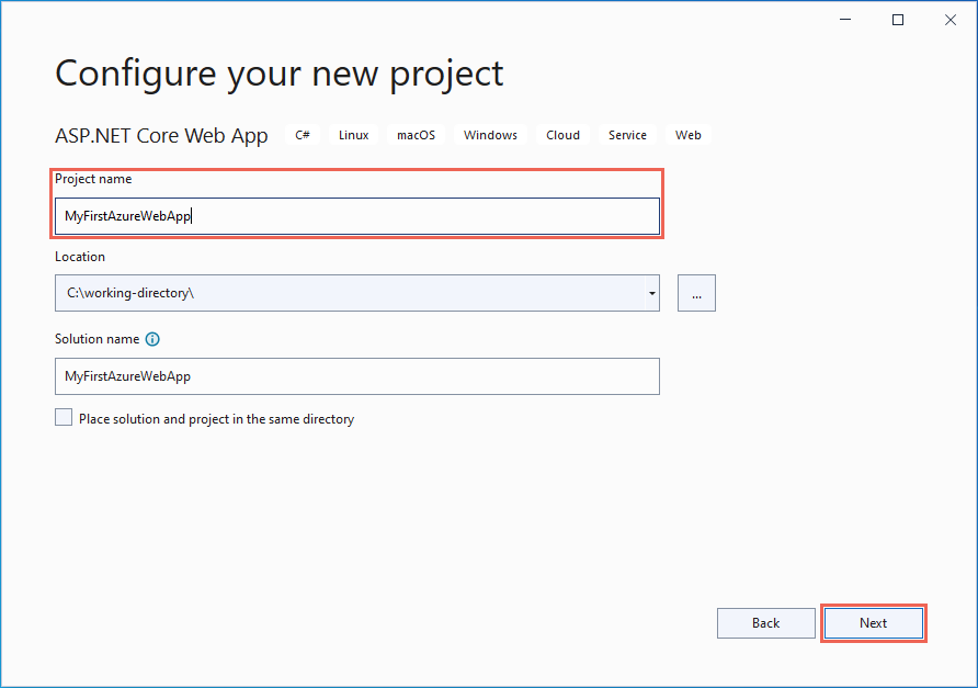 Visual Studio - Configure ASP.NET 6.0 web app.