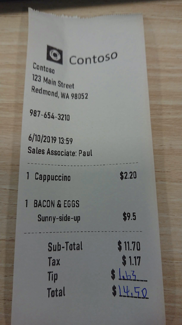 A receipt from Contoso store
