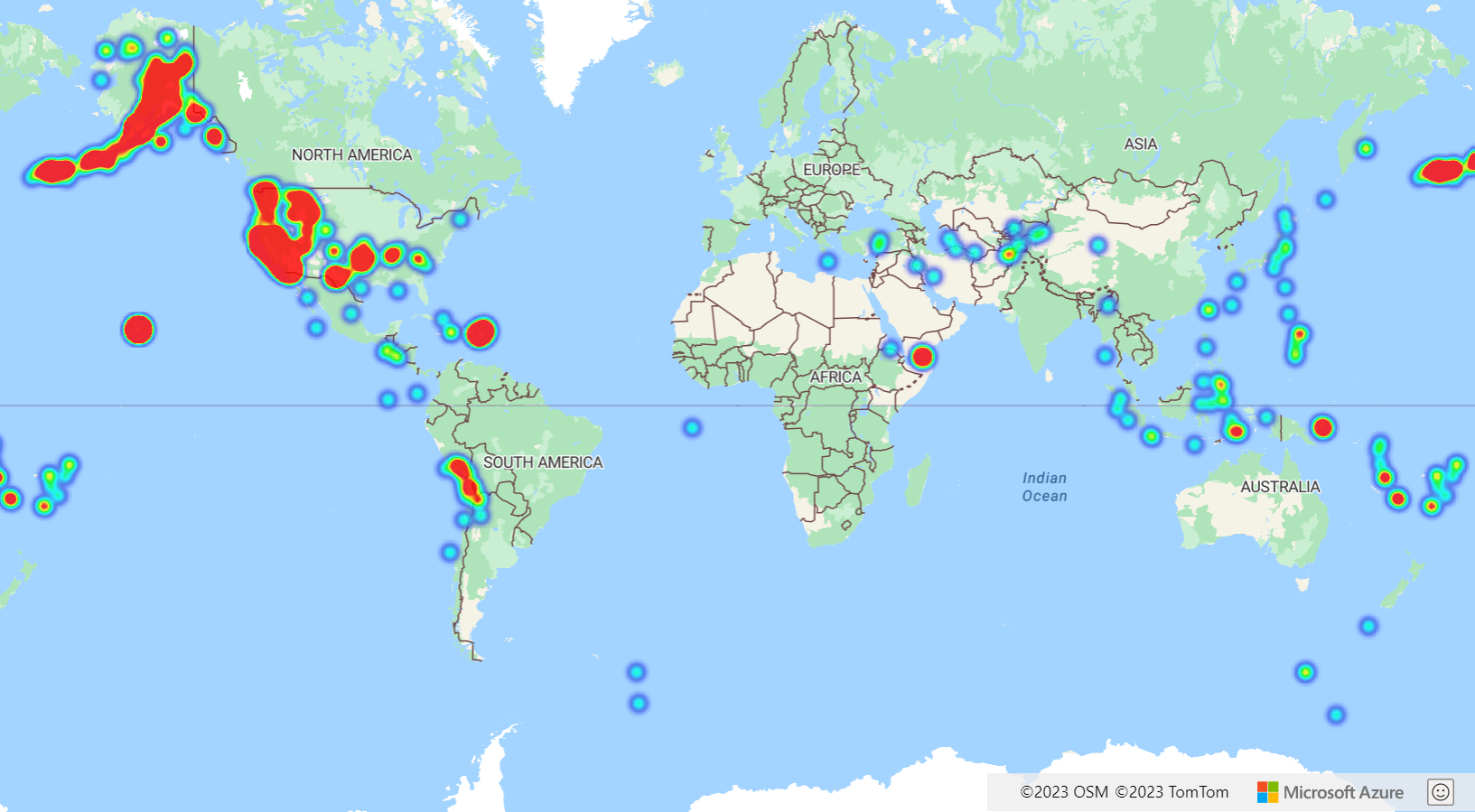 Screenshot che mostra una mappa che visualizza una mappa termica.