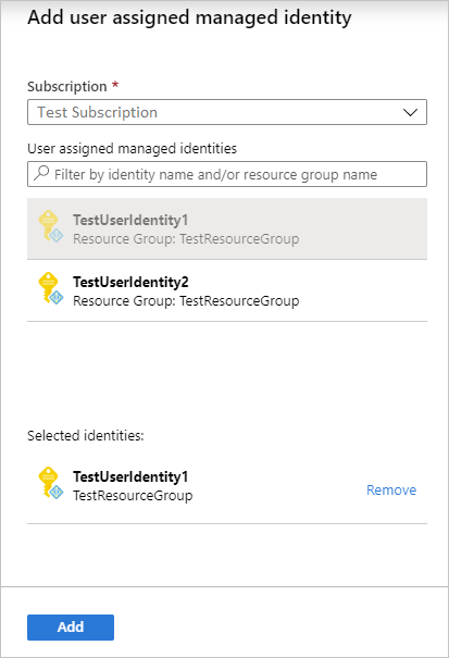 Secondo passaggio di Microsoft.ManagedIdentity.IdentitySelector